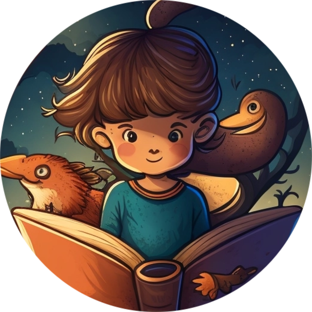 logo a girl looking for in a book with birds on the shoulders